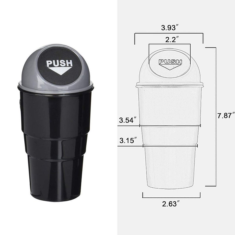 YIOVVOM Cup Holder Trash can for car with Lid, Mini Garbage Cans for Back seat Leakproof Vehicle Automotive Cup Holder Car trashcan, Small Trash Bin for Automotive Office Home Kitchen (GREY002) - Image 2